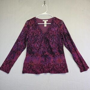 Whimsigoth Fairygrunge Top Womens L Purple Micromesh Paisley Festival Y2K Witchy